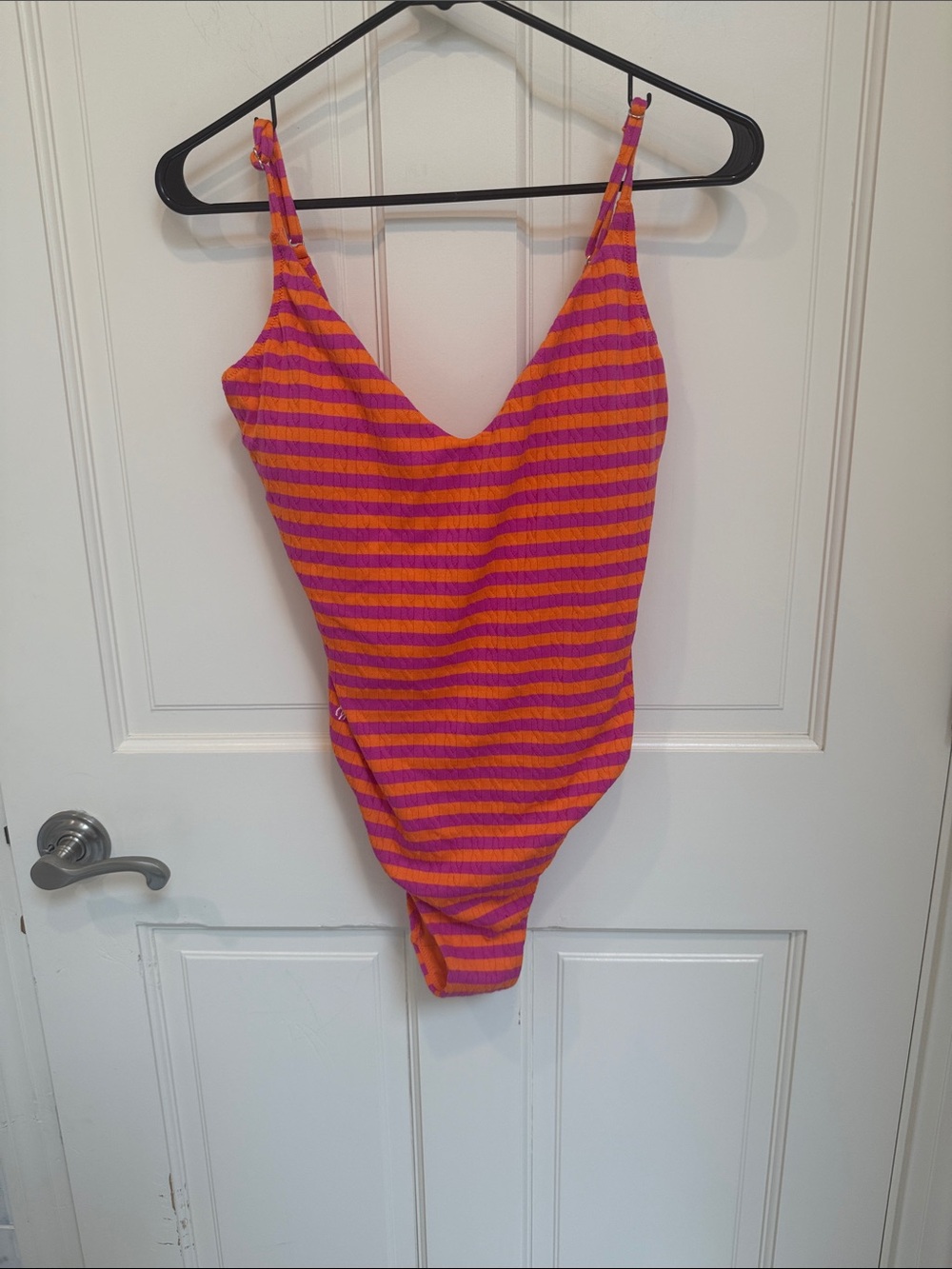 Polo by Ralph Lauren Pink and Orange Striped One-Piece Swimsuit